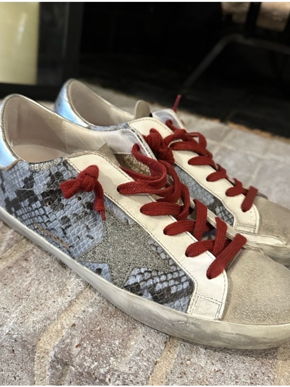 Golden Goose White and Red Low-Top Sneakers - Picture 3 of 7